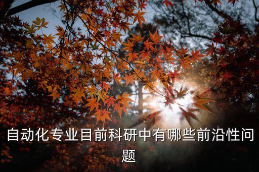 自動化專業(yè)目前科研中有哪些前沿性問題