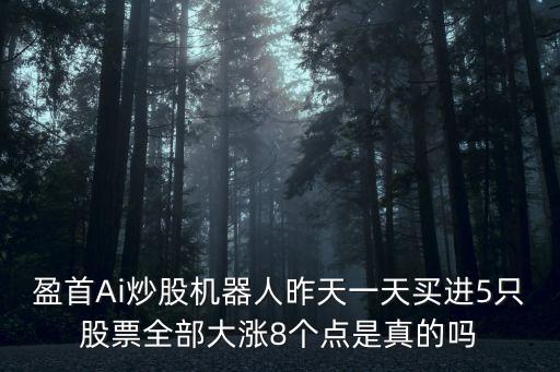 盈首Ai炒股機器人昨天一天買進5只股票全部大漲8個點是真的嗎