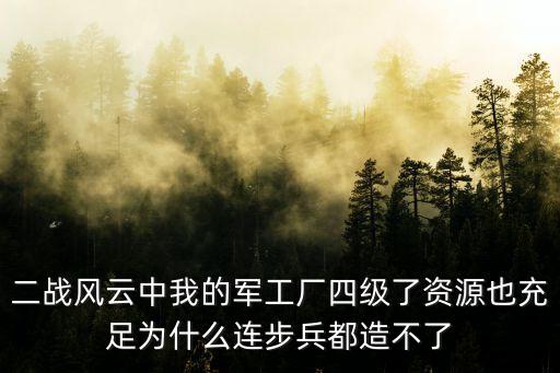 二戰(zhàn)風(fēng)云中我的軍工廠四級了資源也充足為什么連步兵都造不了