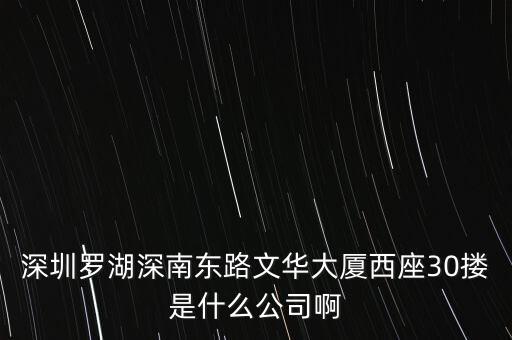深圳羅湖深南東路文華大廈西座30摟是什么公司啊