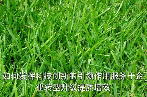 如何發(fā)揮科技創(chuàng)新的引領(lǐng)作用服務(wù)于企業(yè)轉(zhuǎn)型升級提質(zhì)增效