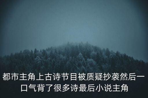 都市主角上古詩節(jié)目被質(zhì)疑抄襲然后一口氣背了很多詩最后小說主角