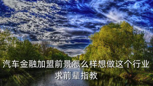 汽車金融加盟前景怎么樣想做這個(gè)行業(yè)求前輩指教