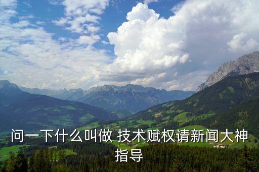 問一下什么叫做 技術(shù)賦權(quán)請(qǐng)新聞大神指導(dǎo)