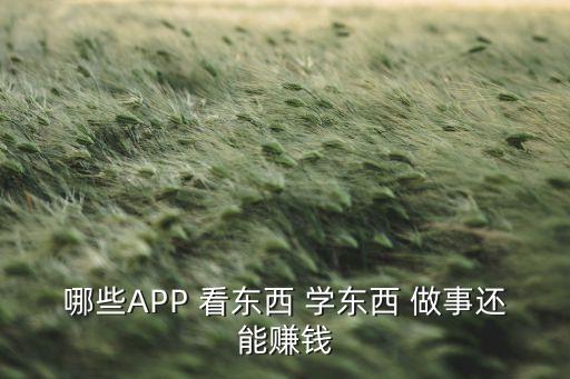 哪些APP 看東西 學(xué)東西 做事還能賺錢(qián)
