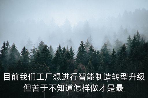 目前我們工廠想進(jìn)行智能制造轉(zhuǎn)型升級但苦于不知道怎樣做才是最