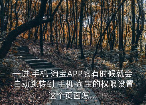 一進(jìn) 手機(jī) 淘寶APP它有時候就會 自動跳轉(zhuǎn)到 手機(jī) 淘寶的權(quán)限設(shè)置這個頁面怎...