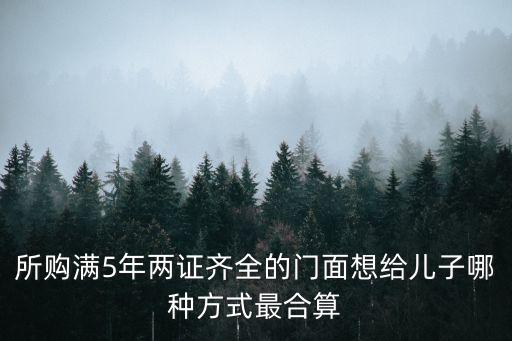 所購滿5年兩證齊全的門面想給兒子哪種方式最合算