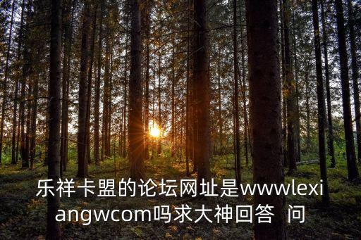 樂(lè)祥卡盟的論壇網(wǎng)址是wwwlexiangwcom嗎求大神回答  問(wèn)