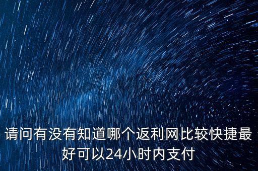請問有沒有知道哪個(gè)返利網(wǎng)比較快捷最好可以24小時(shí)內(nèi)支付