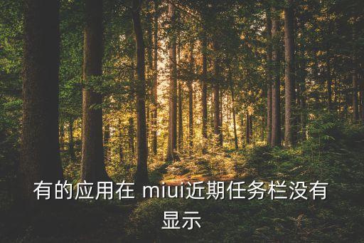 有的應(yīng)用在 miui近期任務(wù)欄沒(méi)有顯示