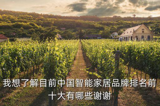 我想了解目前中國智能家居品牌排名前十大有哪些謝謝