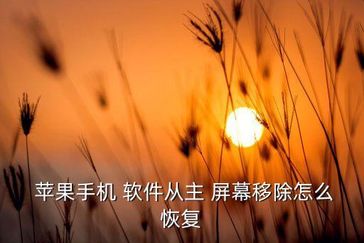  蘋果手機 軟件從主 屏幕移除怎么恢復(fù)