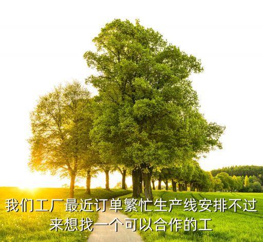 我們工廠最近訂單繁忙生產(chǎn)線安排不過來想找一個可以合作的工