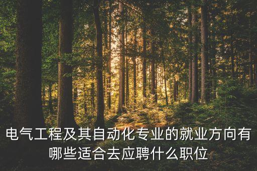 電氣工程及其自動(dòng)化專業(yè)的就業(yè)方向有哪些適合去應(yīng)聘什么職位