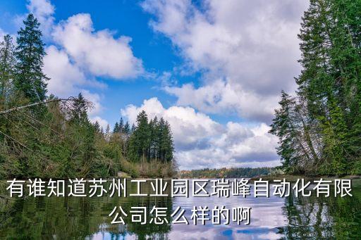 有誰知道蘇州工業(yè)園區(qū)瑞峰自動化有限公司怎么樣的啊