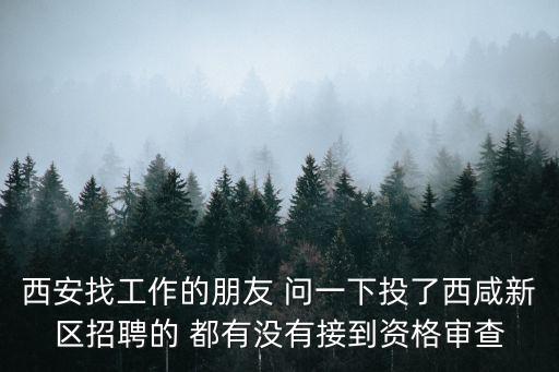 西安找工作的朋友 問一下投了西咸新區(qū)招聘的 都有沒有接到資格審查