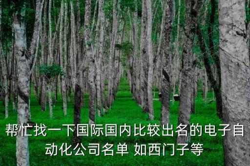 幫忙找一下國際國內比較出名的電子自動化公司名單 如西門子等