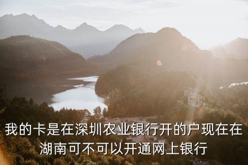 我的卡是在深圳農(nóng)業(yè)銀行開的戶現(xiàn)在在湖南可不可以開通網(wǎng)上銀行