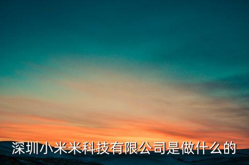 深圳小米米科技有限公司是做什么的