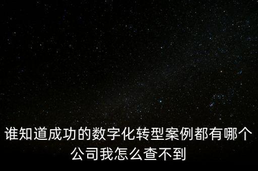 誰(shuí)知道成功的數(shù)字化轉(zhuǎn)型案例都有哪個(gè)公司我怎么查不到