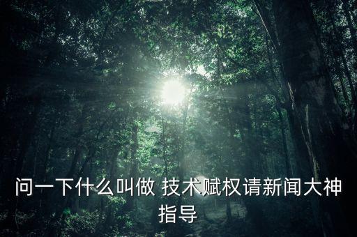 科技賦能的意思，問一下什么叫做 技術(shù)賦權(quán)請新聞大神指導(dǎo)
