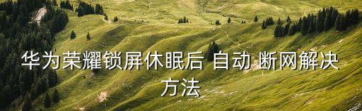華為榮耀鎖屏休眠后 自動(dòng) 斷網(wǎng)解決方法