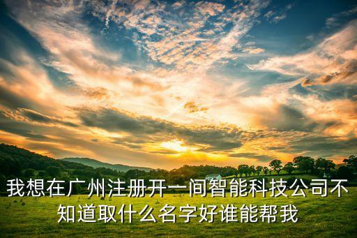 我想在廣州注冊開一間智能科技公司不知道取什么名字好誰能幫我