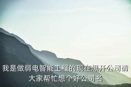 我是做弱電智能工程的現(xiàn)在想開公司請(qǐng)大家?guī)兔ο雮€(gè)好公司名