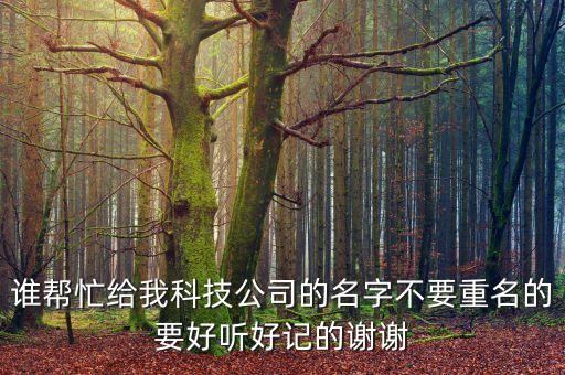 誰幫忙給我科技公司的名字不要重名的要好聽好記的謝謝