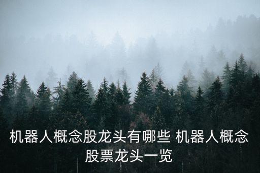 機(jī)器人概念股龍頭有哪些 機(jī)器人概念股票龍頭一覽