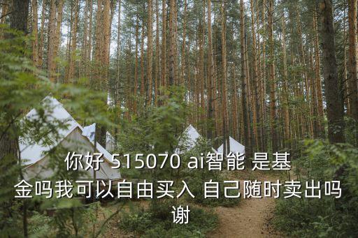 你好 515070 ai智能 是基金嗎我可以自由買入 自己隨時(shí)賣出嗎 謝