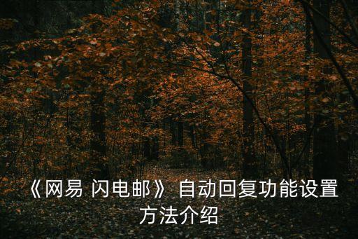 《網(wǎng)易 閃電郵》 自動(dòng)回復(fù)功能設(shè)置方法介紹