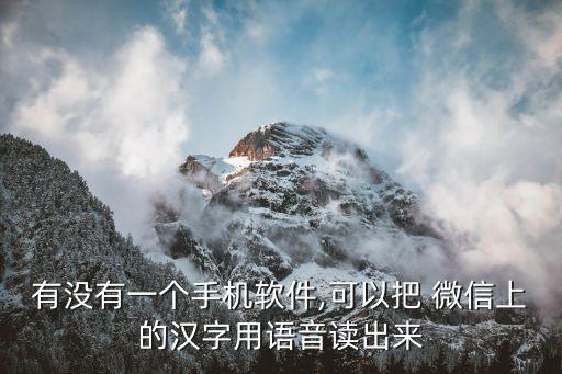 有沒(méi)有一個(gè)手機(jī)軟件,可以把 微信上的漢字用語(yǔ)音讀出來(lái)