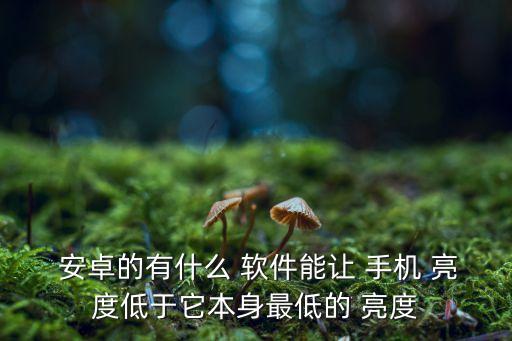  安卓的有什么 軟件能讓 手機 亮度低于它本身最低的 亮度