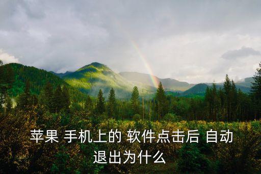  蘋果 手機(jī)上的 軟件點擊后 自動退出為什么