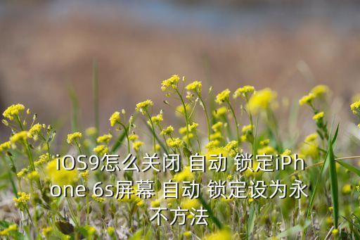 iOS9怎么關(guān)閉 自動(dòng) 鎖定iPhone 6s屏幕 自動(dòng) 鎖定設(shè)為永不方法