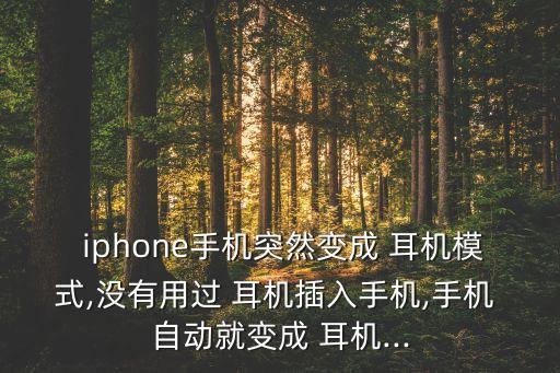  iphone手機(jī)突然變成 耳機(jī)模式,沒有用過 耳機(jī)插入手機(jī),手機(jī) 自動(dòng)就變成 耳機(jī)...