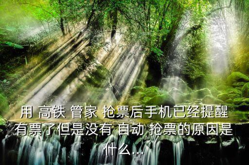 用 高鐵 管家 搶票后手機(jī)已經(jīng)提醒有票了但是沒(méi)有 自動(dòng) 搶票的原因是什么...