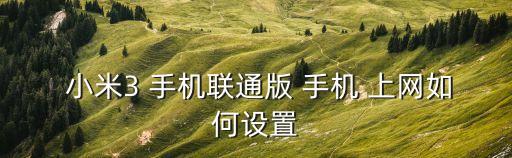  小米3 手機(jī)聯(lián)通版 手機(jī) 上網(wǎng)如何設(shè)置