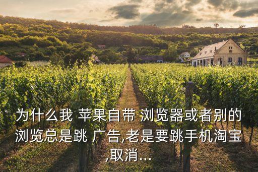 為什么我 蘋果自帶 瀏覽器或者別的瀏覽總是跳 廣告,老是要跳手機(jī)淘寶,取消...