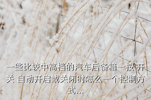 一些比較中高檔的汽車后備箱一按 開關(guān) 自動開啟或關(guān)閉時怎么一個控制方式...