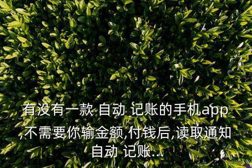 有沒有一款 自動(dòng) 記賬的手機(jī)app,不需要你輸金額,付錢后,讀取通知 自動(dòng) 記賬...