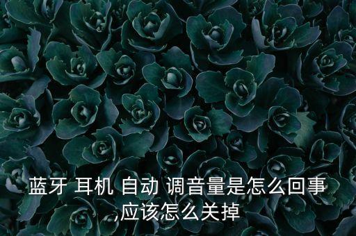 藍(lán)牙 耳機(jī) 自動(dòng) 調(diào)音量是怎么回事,應(yīng)該怎么關(guān)掉