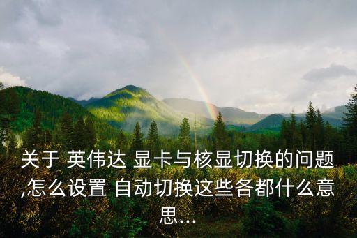 關(guān)于 英偉達(dá) 顯卡與核顯切換的問(wèn)題,怎么設(shè)置 自動(dòng)切換這些各都什么意思...