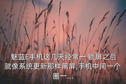  魅藍E手機這幾天經(jīng)常一 鎖屏之后就像系統(tǒng)更新那樣黑屏,手機中間一個圈一...