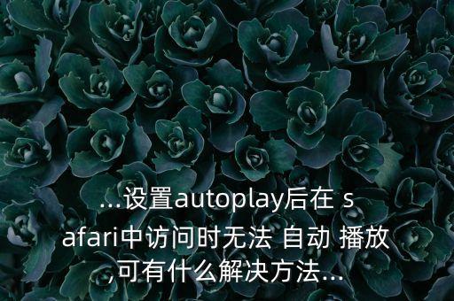 safari不自動(dòng)播放,safari完全屏蔽自動(dòng)播放
