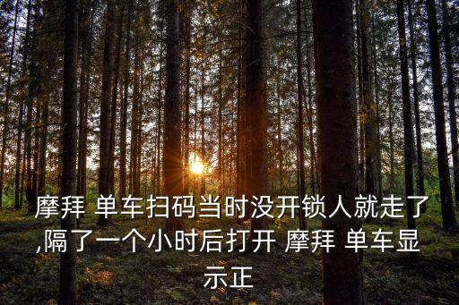  摩拜 單車掃碼當(dāng)時(shí)沒(méi)開(kāi)鎖人就走了,隔了一個(gè)小時(shí)后打開(kāi) 摩拜 單車顯示正
