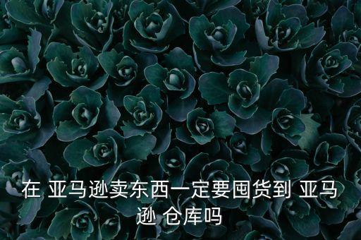 在 亞馬遜賣東西一定要囤貨到 亞馬遜 倉庫嗎