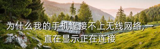 為什么我的手機(jī)連接不上無線網(wǎng)絡(luò),一直在顯示正在連接